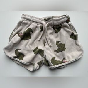 Kids Cream Alligator Print Drawstring Shorts